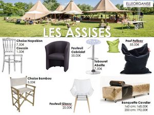 Location de mobilier - Elleorganise - Les assises