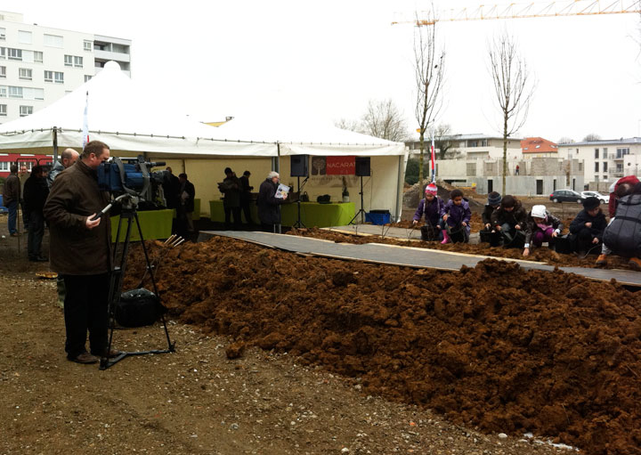 Plantation d’arbres de l’opération immobilière Côté Sablon à Metz – Nacarat