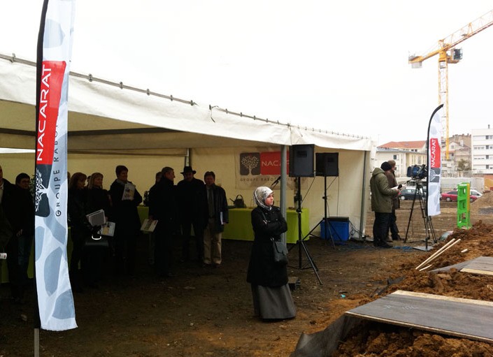 Plantation d’arbres de l’opération immobilière Côté Sablon à Metz – Nacarat